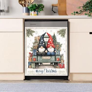 Imagem de Capa de ímã de lava-louças de caminhão de Natal, decalque magnético decorativo de painel de geladeira de cozinha, adesivo de vinil para decoração de eletrodomésticos 58 x 66 cm