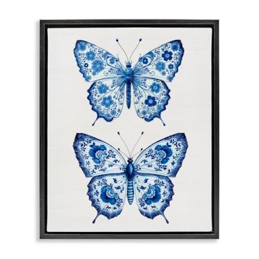 Imagem de Stupell Industries Arte de parede ornamentada com estampa de borboletas cinza emoldurado flutuante, design por Lettered and Lined, 78 x 63 cm