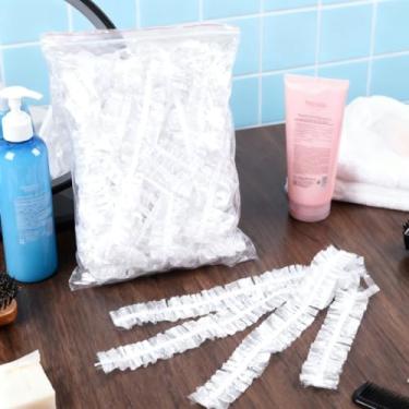 Imagem de 100 protetores de ouvido descartáveis transparentes, protetores de ouvido impermeáveis para banho, coloração de cabelo e tratamentos de beleza