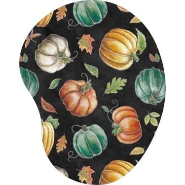 Imagem de Mouse Pad Ergonômico Gota Abóboras e Folhas Desenho Lápis Fundo Escuro