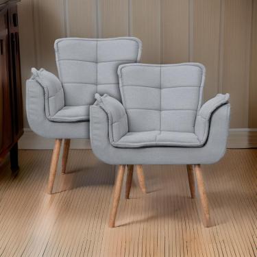 Imagem de Kit 2x Poltronas Opala Para Sala Cadeira Elegante Com Apoio De Braço Em Veludo - Sentô Grafite