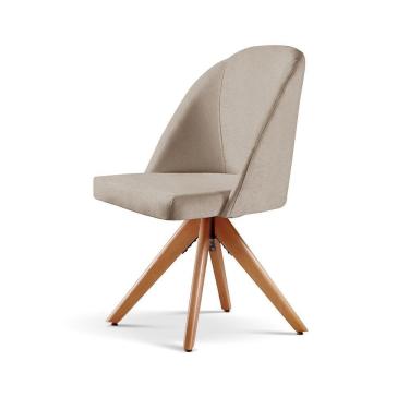 Imagem de Kit 2 Poltronas Lua Base Giratória De Madeira linho Bege 103