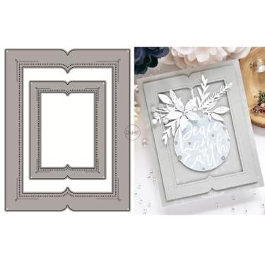 Imagem de DzIxY Dois tamanhos de moldes de corte de metal de borda quadrada para kit de fabricação de cartões, conjunto de recortes de papel, estêncil, suprimentos, modelos de máquina