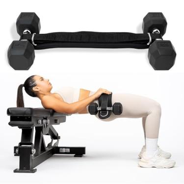 Imagem de Cinto de impulso de quadril resistente para halteres, kettlebells e pratos - treino de glúteos em casa, academia e viagens - cinto de mergulho e pullup (corrente incluída) acolchoamento confortável