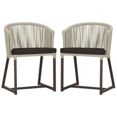 Imagem de 2 Cadeiras De Jantar Noronha Marrom Corda Náutica E9 Trama Rami