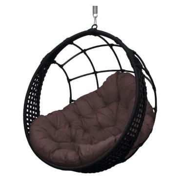 Imagem de Cadeira Balanço Ninho Suspenso Em Corda Náutica Luxo Preto/marrom