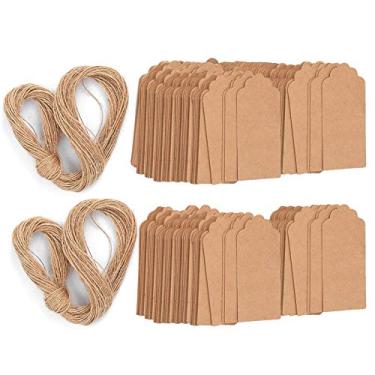 Imagem de Etiquetas de papel kraft em branco diy, etiquetas penduradas personalizáveis ​​para lembranças de casamento, embalagem de presente, etiquetas de preço de roupas, 200 peças 4x9cm,