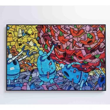 Imagem de Quadro Grafite Robôs 90x60 Cm Adesivo Fotográfico