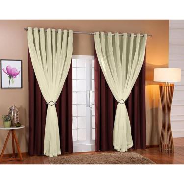 Imagem de Cortina Voil Blackout 5,00x2,20 Marrom/Palha -