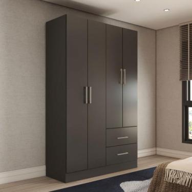 Imagem de Guarda-Roupa Solteiro Paraná 4 Portas 2 Gavetas Preto - Panorama Móvei