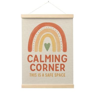 Imagem de Evcprz Quadro de pôster de arte de parede de canto calmante para sala de aula, pôster de espaço seguro, suprimentos de canto calmo, impressão em tela de arco-íris para decoração de parede para sala de