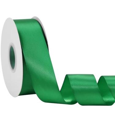 Imagem de Fita verde 3,8 cm x 50 metros – Fita de cetim de Natal dupla face para embrulho de presente de Natal, artesanato e decoração de árvore