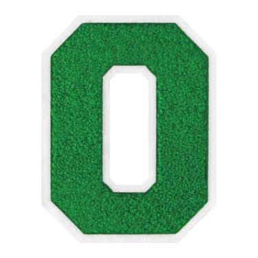 Imagem de 1 peça de patch de letra de chenille verde ferro de 15 cm com borda branca – adesivos do alfabeto para roupas, jaquetas, mochilas, chapéus para decoração personalizada, nome personalizado e artesanato
