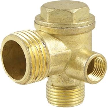 Imagem de Válvula de retenção de compressor de ar de latão de 3 portas - Peça de substituição pneumática resistente com design à prova de vazamento para compressores pneumáticos centrais, reparo industrial