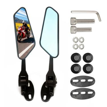 Imagem de GTYKMY Espelhos retrovisores de motocicleta com asa ajustável para CBR1000RR CBR250RR CBR600RR Ninja 250 300 400 400R 650 ZX-10R ZX-14 Retrovisores laterais dobráveis modificados carenagem