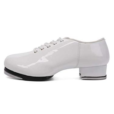 Imagem de HROYL Tênis feminino e masculino sapateado unissex sapateado feminino e feminino para sapateado de jazz, CLdance5, Branco-cl2-3,5 cm, 33