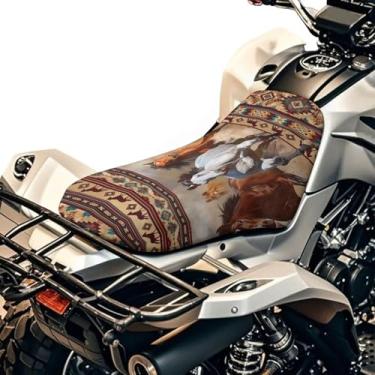 Imagem de HUISEFOR Capa de assento asteca para quadriciclo ao ar livre respirável ATV assento traseiro capas de almofada esportes motorizados à prova d'água acessórios de quatro rodas para Polaris Sportsman