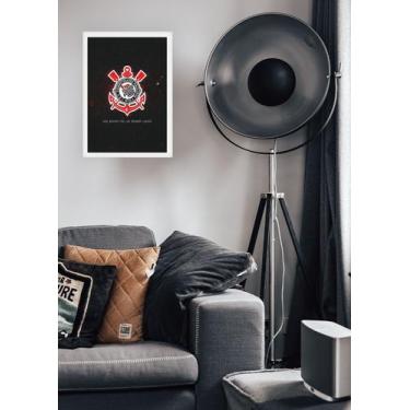 Imagem de Quadro Corinthians Fiel com Vidro e Moldura Branca - Spark Loja