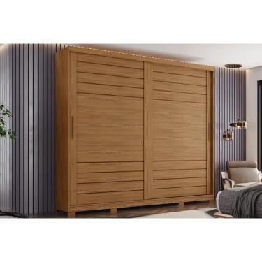 Imagem de Guarda Roupa Casal 2 Portas De Correr E 6 Gavetas C/ Pés Cayman Nature - Henn