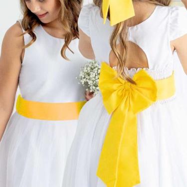 Imagem de Faixa e Laço AMARELO ESCURO Infantil Acessório Para Vestido Festa eleg