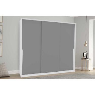 Imagem de Guarda Roupa 3 Portas De Correr E 4 Gavetas Porto Branco/cinza - Politorno