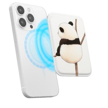 Imagem de Suporte magnético para iPhone, carteira fina de couro PU, capa para cartão, capa traseira para cartão, acessório de telefone fofo