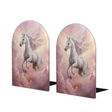 Imagem de Suporte de livro decorativo de madeira grande de unicórnio animal nuvem rosa suporte de livro antiderrapante resistente para mesa de escritório em casa biblioteca de estudo escolar divisórias de