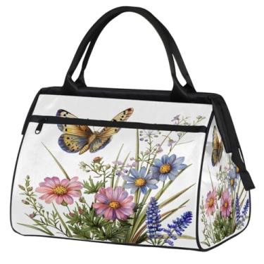 Imagem de Bolsa pequena para o fim de semana para mulheres e homens, com autismo, colorida, dobrável, para viagem, bolsa esportiva leve para academia, Cor: 33, 15.2*8.3*11.6 inch, Moderno