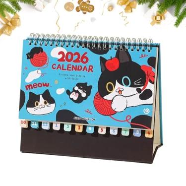 Imagem de Calendário de mesa para gatos 2026 - agenda de gato encadernado em espiral | Calendário de de 12 meses - para amantes de animais, planejamento, agendamento, decoração e organização