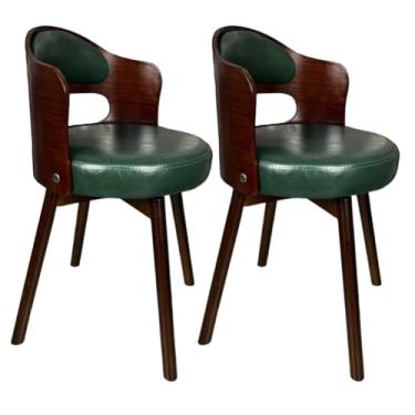 Imagem de SPXMQSS Cadeiras para sala de jantar, cadeiras de jantar giratórias de 360° com encosto, cadeira de jantar estofada de couro, cadeira ergonômica para lounge, escritório, penteadeira, verde, 2