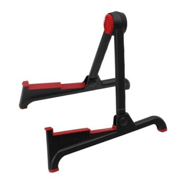 Imagem de MERIGLARE Suporte dobrável para guitarra em formato de a, suporte de chão compacto e antiderrapante para instrumentos de corda, ideal para ukulele e guitarra, Preto E Vermelho
