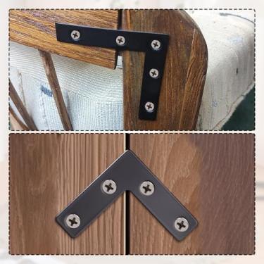 Imagem de 12 peças de suporte de canto plano em L, suporte de canto plano, suporte de canto, suporte de ferro de ângulo reto com parafusos para móveis, mesas, cadeiras, armários, portas e consertos de janelas