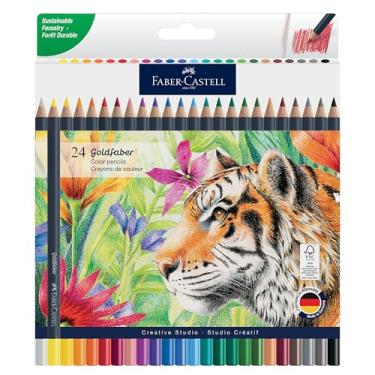 Imagem de Faber-Castell Lápis de cor Goldfaber: lápis de cor profissional com layout suave, pigmento rico, núcleos resistentes a quebras, ótimos para iniciantes, amadores e colorir adultos (24 unidades)