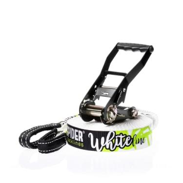 Imagem de Spider Slackline s - Kit de linha branca Slackline para iniciantes - Contém uma catraca e uma linha de 15 m - Conjunto completo de 15 m de comprimento