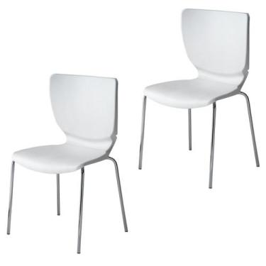 Imagem de Kit 2 Cadeiras Empilháveis Base Aço Tubular Mono - Prima Design