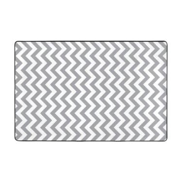 Imagem de ZERAOKE Tapetes listrados cinza de 5 x 8 m, tapetes de boas-vindas para entrada, tapetes absorventes antiderrapantes para quarto, lavável, felpudo, macio, tapete para entrada, decoração de casa
