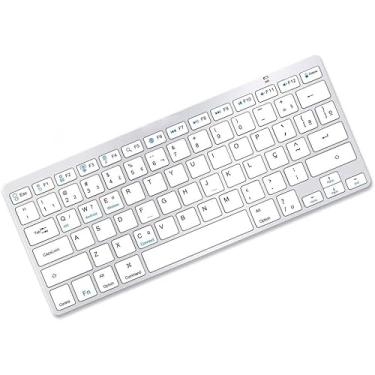 Imagem de Teclado Sem Fio Ultra Fino Bluetooth Para Tablet e Celular, Computador, Android, Note, Com Tecla "Ç", Tecla “COMMAND” Padrão ABNT2 Layout Nacional Brasileiro (Cinza Metalizado)