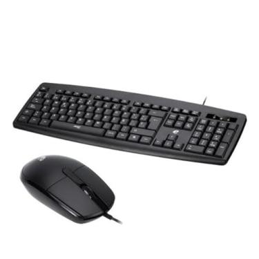 Imagem de Kit Teclado e Mouse USB com Fio, Layout ABNT2, Óptico, Preto, Plug and Play, 104-107 Teclas, Modelo EAK030