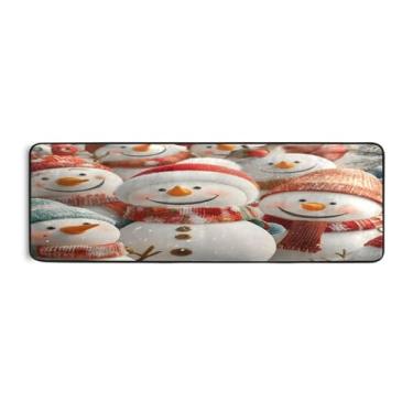Imagem de Qilmy Lindo tapete 3D boneco de neve 183 x 61 cm, antiderrapante, antifadiga, confortável, tapetes longos, para quarto, sala de estar, banheiro, corredores, entrywa106