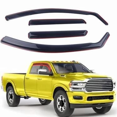 Imagem de ZZDSNJ Protetores de chuva in-Channel 4 peças compatíveis com Dodge RAM 2500 3500 2019-2025 Tripulação Cabine Viseiras de janela Defletores de janela lateral Proteção de viseira de ventilação
