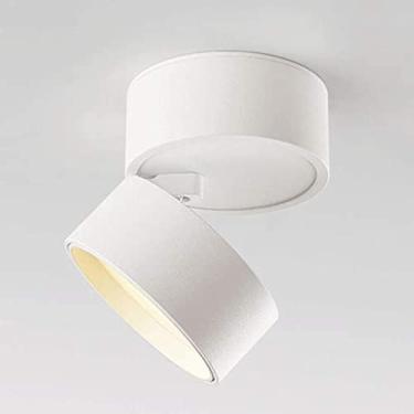 Imagem de Luminária de parede/teto LED redonda com ângulo ajustável para ambientes internos, ideal para quarto, sala de estar e cozinha (7W-6000K)