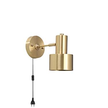 Imagem de Luminária de parede vintage para interiores com interruptor, dourada, com plugue, estilo retrô, em metal, soquete E27, estilo industrial, ajustável, ideal para quarto, cabeceira, sala de est