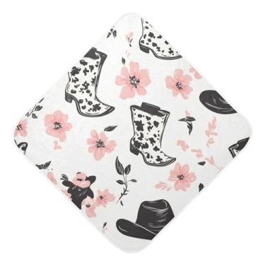 Imagem de STAYTOP Lindas botas de cowboy estilo vaca toalhas de bebê com capuz de musselina, toalha de banho super macia, toalhas de banho absorventes para banho recém-nascido unissex 89 x 89 cm