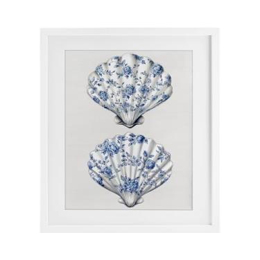 Imagem de Stupell Industries Delicate Toile Seashells Impressão emoldurada branca sob vidro, design por Lettered and Lined, 16 x 13