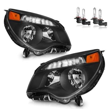 Imagem de Vizotae Conjunto de faróis para substituição de farol de halogênio Chevy Equinox LS/LT 2010-2015, farol alto/baixo com lâmpadas, lado do motorista e do passageiro
