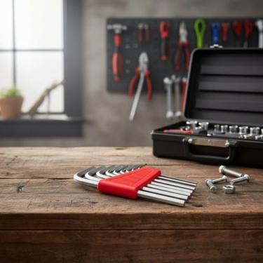 Imagem de Conjunto de 8 chaves hexagonais, kit de chaves Allen em forma de L, ferramentas de aço cromo vanádio para reparo de bicicletas e eletrodomésticos (métrico)