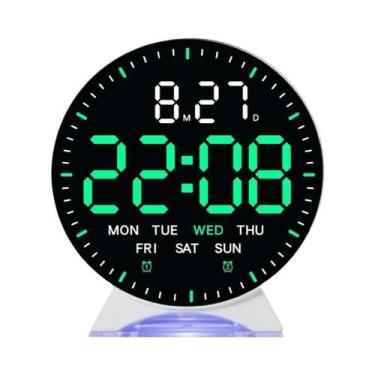 Imagem de Relógio Despertador Digital LED Com 8 Cores, Duplo Alarme, Dimmer Auto