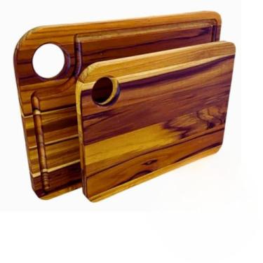 Imagem de Tábua De Corte Madeira e Preparo Carne Churrasco Legumes com Canaleta(AS DUAS TABUAS)