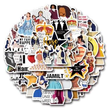 Imagem de Adesivos musicais Hamilton para garrafas de água 55 peças adesivos bonitos, à prova d'água, bonitos e modernos, adequados para copos, telefones, bicicletas, guitarras, malas, piano, skate.