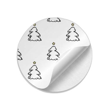 Imagem de Etiquetas Adesivas Natalinas Redondas 25 Unidades Estampa Árvore Dourada - Tamanho 30x30cm